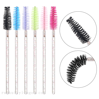 Wholesale Disposable Color Crystal Rod Mascara Brush Nylon Bristle Makeup Brush Portable Models Eyebrow Brush 50 Pcs/Bag