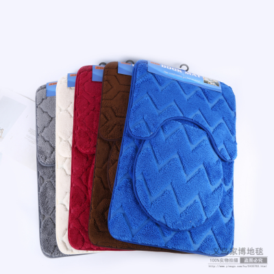 Factory Direct Sales Export Bathroom Toilet Non-Slip Absorbent Three-Piece Floor Mat Fashionable and Diverse Colors