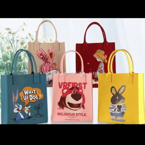 2023 New Cartoon Cute Felt Bag Shopping Handbag Shopping Bag Make-up Bag Factory Wholesale