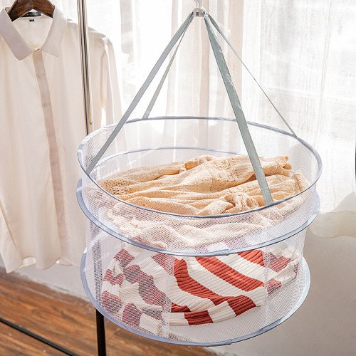 可折叠晾衣篮灰色包边平铺晾晒网晒衣网双层晾衣网兜毛衣晒衣篮