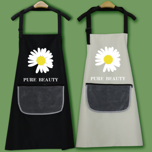 方圆防水围裙可爱日系女时尚韩版家用厨房防油工作logo印字服男士