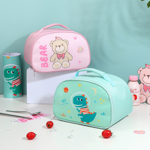 卡通动物图案午餐包大容量出现手提包户外游玩带饭野餐饭盒保温包