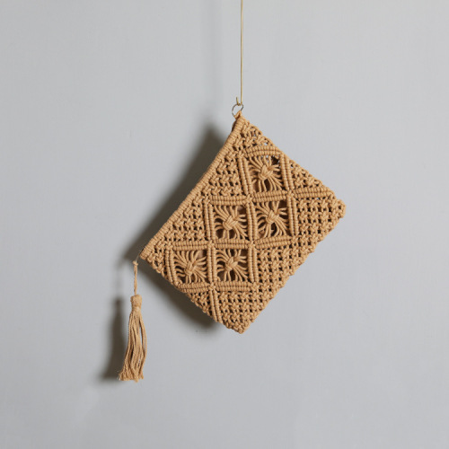 新款简约流苏棉绳编织包复古手挽编织包夏日度假旅游斜挎沙滩包