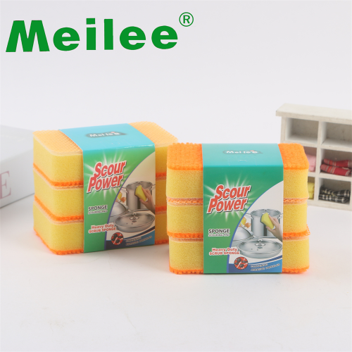 【Meilee】3片装长方形彩色海绵块洗碗海绵百洁布抹布洗碗清洁