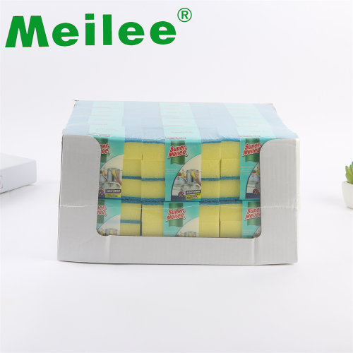 【Meilee】24套盒装3片装长方形蓝色海绵擦洗碗海绵清洁擦百洁布
