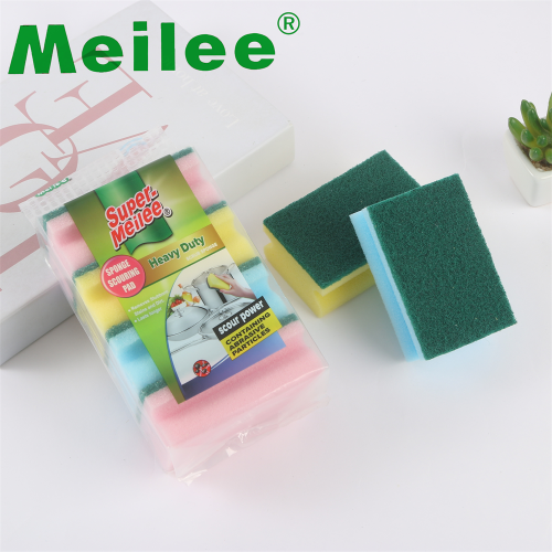 【Meilee】4片袋装工字型三色海绵擦百洁布海绵块洗碗海绵清洁擦