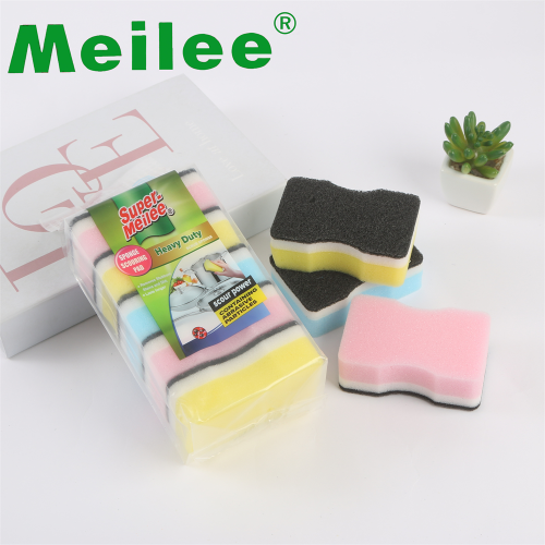 【Meilee】5片/袋工字型三色海绵擦加厚百洁布海绵块洗碗清洁擦