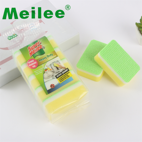 【Meilee】5片/袋方型海绵绿色擦洗碗海绵加厚清洁擦百洁布清洁擦