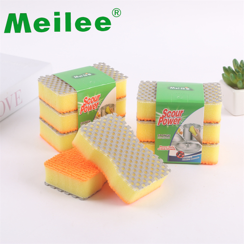 【Meilee】3片装腰型洗碗海绵百洁布抹布厨房海绵块海绵块清洁