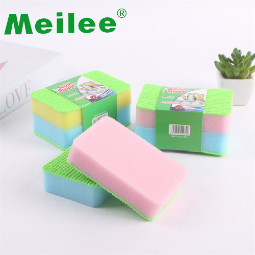 【Meilee】2片装混色长方形洗碗海绵百洁布抹布洗碗厨房海绵块
