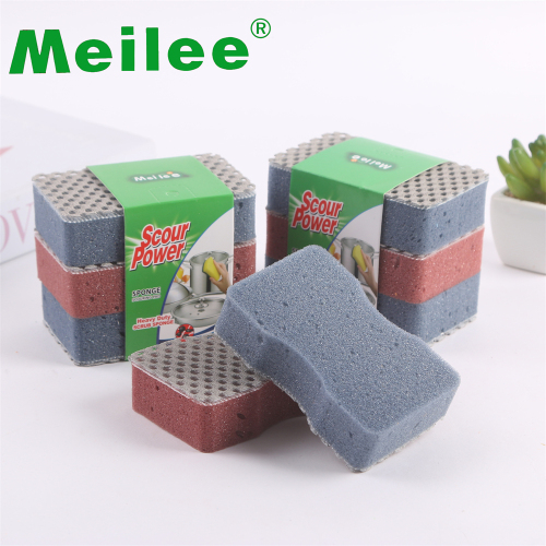 【Meilee】3片装腰形洗碗海绵百洁布抹布厨房海绵块清洁用品