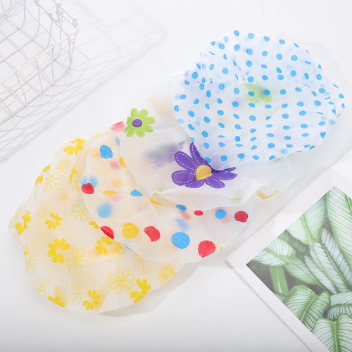 PEVA新款田园加厚防水高档磨砂印花花边加大淋浴帽化妆帽生产厂家