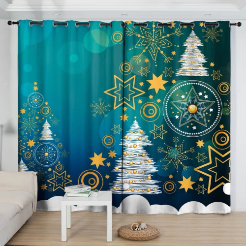 窗帘工厂圣诞节活动装饰来图定做3D数码印花家居用品门帘窗帘定制