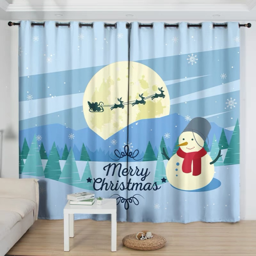 窗帘工厂圣诞节活动装饰来图定做3D数码印花家居用品门帘窗帘定制