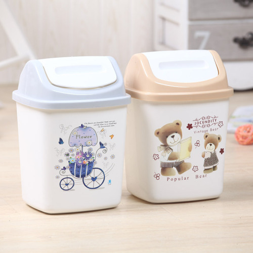 厂家直销 中号方形翻盖桶塑料垃圾桶筒废纸篓 摇盖式 家用2010