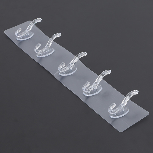 六连排衣帽钩粘钩门后挂衣浴室厨房无痕免打孔金银亚克烫金衣帽钩