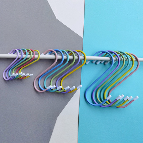 厨房S型挂钩彩色包塑衣钩S钩宿舍挂包包衣服毛巾钥匙大中小号钩子