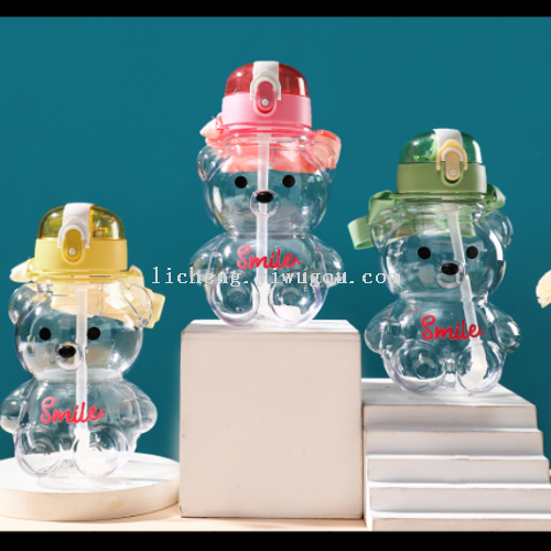 Internet Celebrity Cute Bear Water Cup Large Capacity High-Looking Girl Cup Portable Children straw Cup Kettle