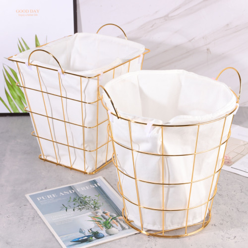 厂家批发铁艺杂物篮衣物收纳篮家用简约脏衣篓玩具收纳桶杂物收纳