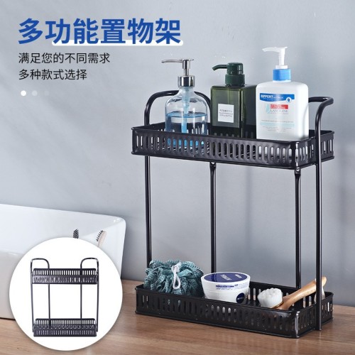 浴室置物架 卫生间厨房多用收纳架 免打孔铁艺长方架储物架子