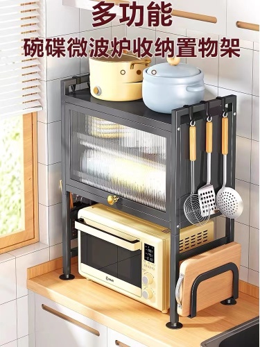 厨房置物架家用放碗筷防尘台面碗盘碟收纳架多功能烤箱微波炉架