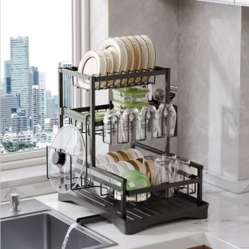 家用水槽伸缩碗碟架沥水篮厨房多功能置物架放筷子刀具架砧板杯架