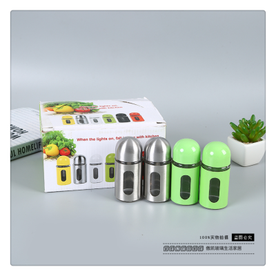 Creative New Kitchen Supplies Glass Condiment Bottle Stainless Steel Rotating Seasoning Bottle Pepper Shaker Seasoning Containers