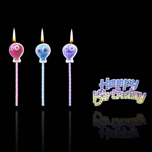 factory wholesale colorful alien birthday candle baking products cake decoration sticker candle party supplies