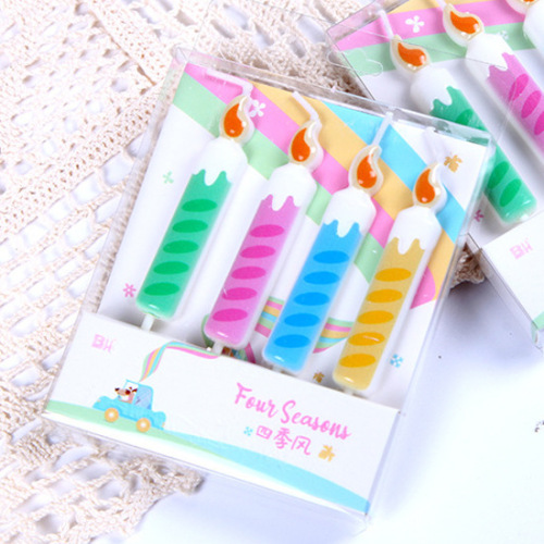 colorful striped flame birthday candle internet celebrity ins cute children baby birthday cake decoration topper for baking