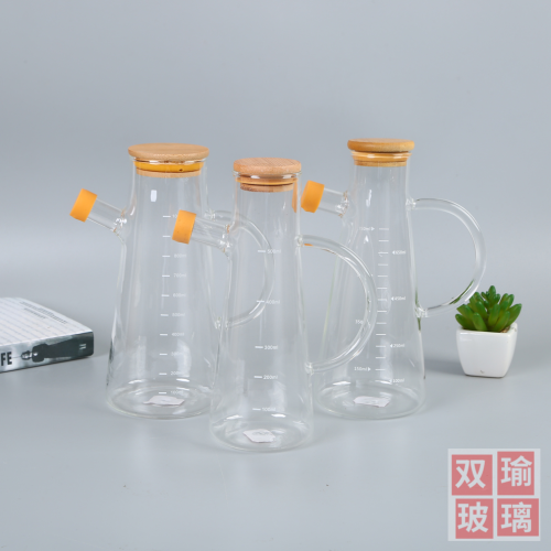 personalized scale wooden lid glass oil bottle utensils various specifications leak-proof oil pot soy sauce bottle vinegar bottle kitchen supplies