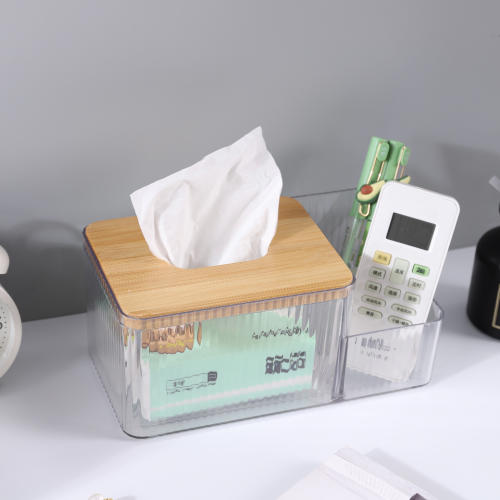 Creative Multi-Function Paper Storage Box Table Simple Light Luxury Dining Room Living Room Coffee Table household Bamboo Cover Three-Grid Tissue Box