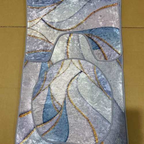 bedi carpet foreign trade tail order spot processing gold diamond velvet bathroom non-slip three-piece toilet door mat floor mat