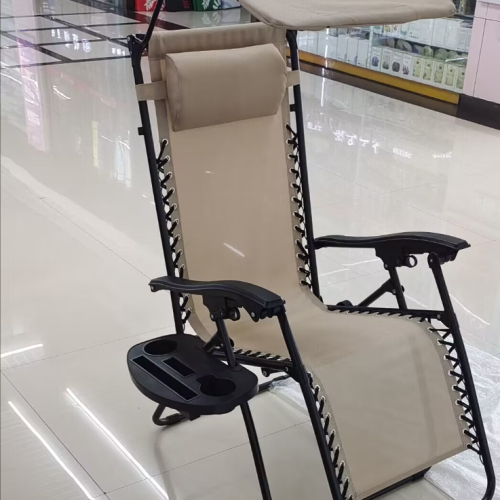 Tail Goods Special Offer Luxury Family Lunch Break Recliner Outdoor Leisure Teslin with Awning Deck Chair