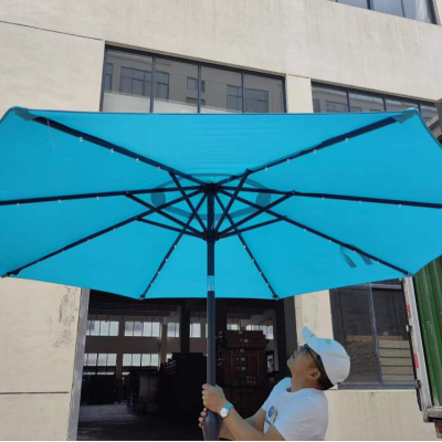 3 M Outdoor Stall with Lights Large Sun Umbrella Outdoor Garden Roman Umbrella Balcony Outdoor Table, Chair and Umbrella