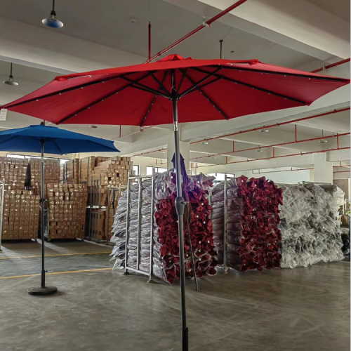 2.7 M Diameter with Light Garden Umbrella Outdoor Stall Large Sun Umbrella Outdoor Balcony Outdoor Table， Chair and Umbrella