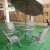 Outdoor Milk Tea Shop Table and Chair Combination Balcony Round Table Coffee Garden Tempered Convenience Store Outdoor Table and Chair with Sun Umbrella