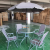 Outdoor Milk Tea Shop Table and Chair Combination Balcony Round Table Coffee Garden Tempered Convenience Store Outdoor Table and Chair with Sun Umbrella