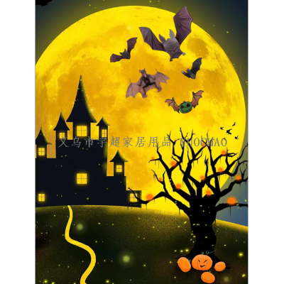 3D Three-Dimensional Bat Halloween Pumpkin Vampire Demon Face Decorative Sticker Festival Atmosphere Scene Self-Paste