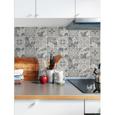 Retro Glossy Kitchen Oil-Proof Stickers High Temperature Resistant Waterproof Self-Adhesive Wallpaper Wall Stove Oil-Proof Stickers Thickened Tile Sticker