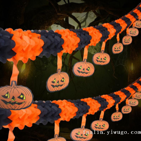 3M Halloween Paper Garlands Pumpkin Garland Ghost Festival DIY Hanging Flag Garland， Festival Party