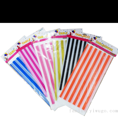 wholesale colorful striped tablecloth 108 * 180cm birthday party decoration disposable tablecloth pe striped tablecloth