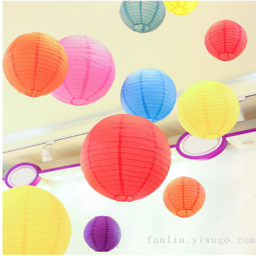 10 inch 25cm round paper lantern kindergarten decoration diy handmade folding solid color lantern lampshade