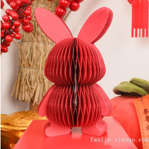 12 Inch 30cm New Rabbit Honeycomb Ball Creative Pendant Chinese New Year Shopping Mall Home Desktop Ornament Decoration Wholesale