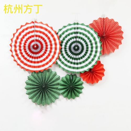 christmas holiday special paper fan flower 6 pcs/set christmas paper flower fan suit in stock wholesale solid color handmade fan flowers