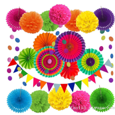 Colorful Paper Flower Arrangement Paper Fan Birthday Party Kindergarten Opening Decoration Wedding Ceremony and Wedding 