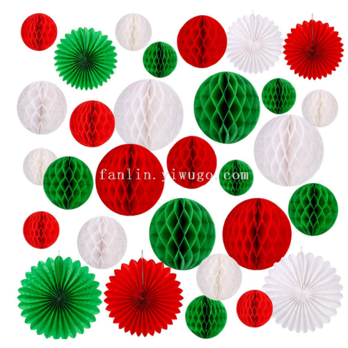 christmas theme party scene honeycomb hanging decoration shopping mall furniture layout honeycomb ball honeycomb paper fan flower decoration