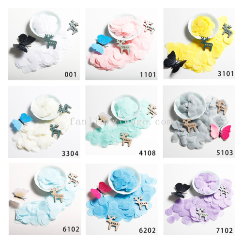 cross-border hot selling confetti color wedding tossing pieces 1.5cm bounce ball balloon filling paper scrap 500g