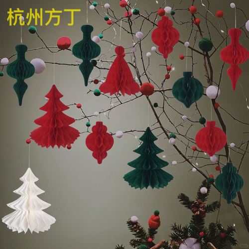 christmas three-dimensional decoration supplies christmas tree shaped honeycomb ornaments new year gift creative decoration honeycomb