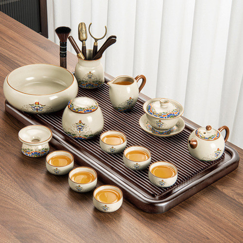 汝窑茶具套装2025新款高档家用套装茶盘茶台陶瓷泡茶壶杯功夫茶具
