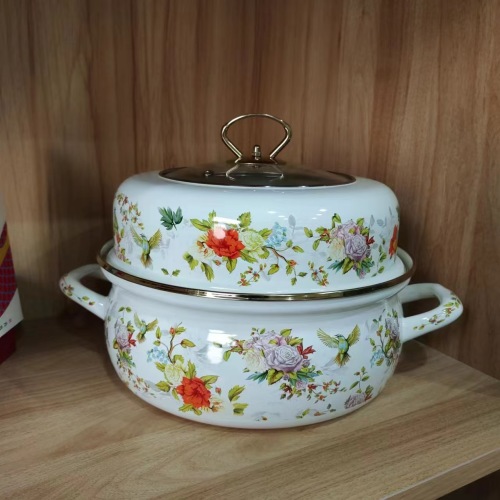 珐琅锅乔迁炖锅汤锅家用不粘搪瓷砂锅双层搪瓷蒸锅大容量汤锅